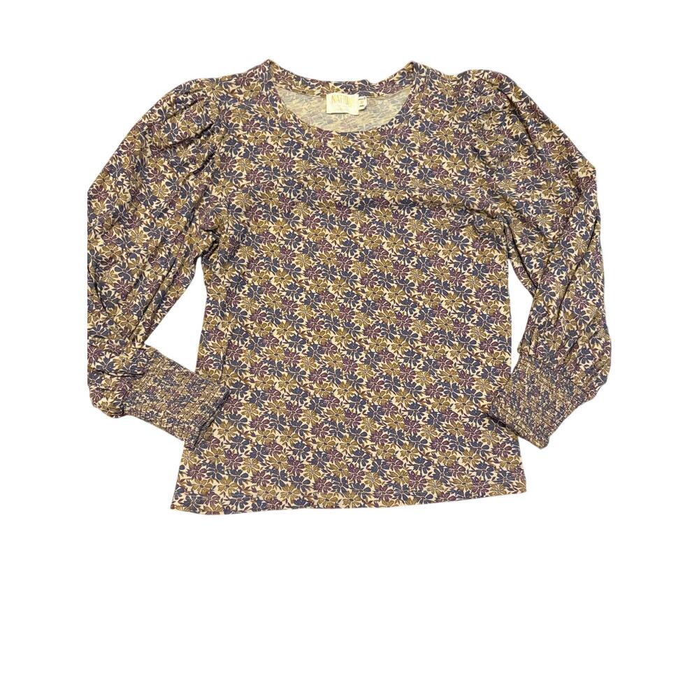 Nation LTD Loren floral print smocked peasant tee medium
